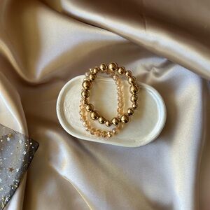 Elegant Gold and Crystal Beaded Bracelet Set